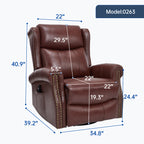 Heat Massage Manual Recliner Chair with Rocker and Swivel in Genuine leather for Living Room, Red - Grand Goldman Shop