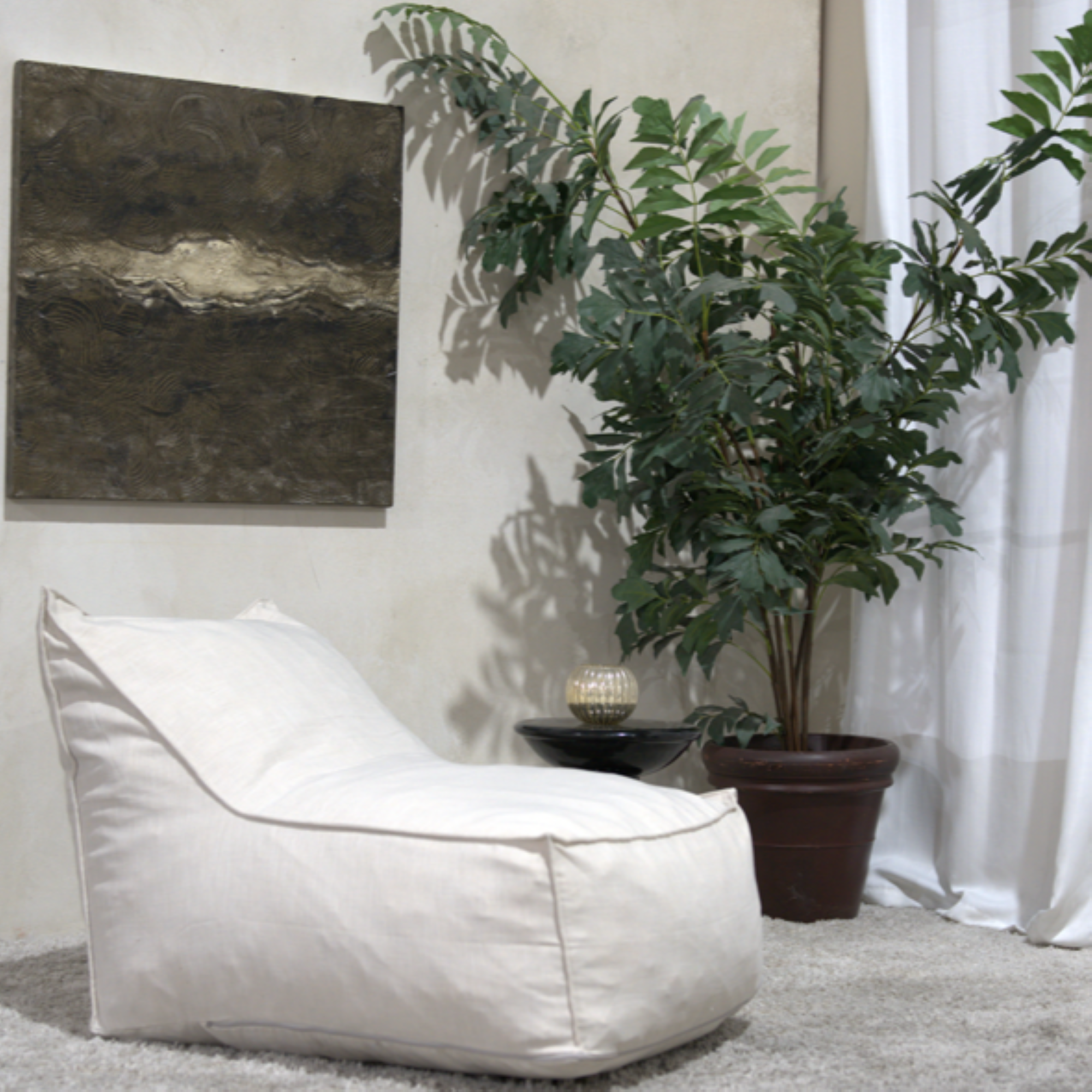Ettie 3 Ft. Water Resistant Fabric Bean Bag Chair, Khaki, Soft and Durable - Grand Goldman Shop