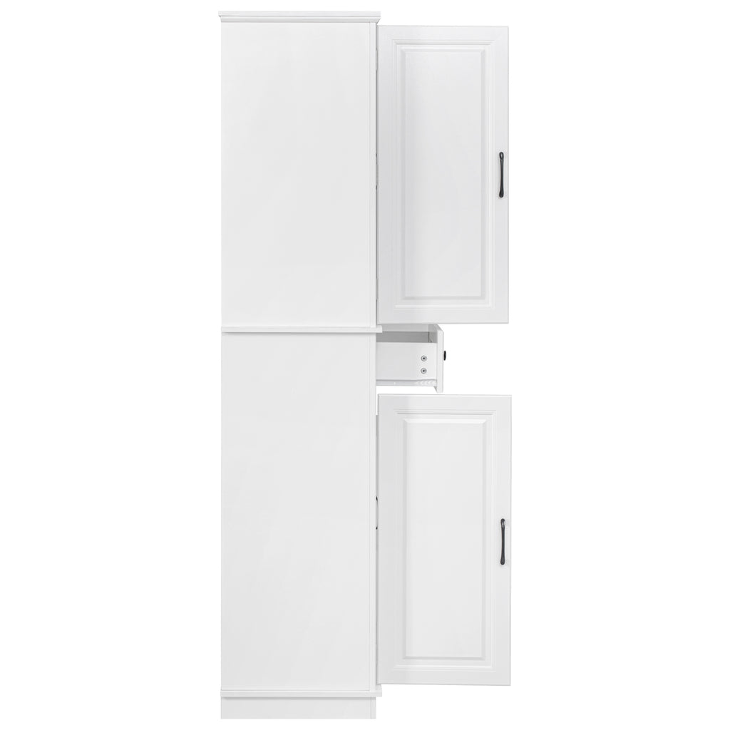 K&K 71' Tall Kitchen Pantry Cabinet with 3 Pull Out Cabinet Organizers, Farmhouse Embossed Texture Storage Cabinet with 6 Door Shelves, 2 Drawers, Freestanding Cupboard for Kitchen, Dining Room White - Grand Goldman Shop