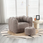 Soft Chenille Bean Bag Chair with High Resilient Foam for Living Room and Bedroom, Comfortable Square Lazy Sofa with Footstool for Adults - Grand Goldman Shop