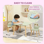 Kids Table and Chair Set with 2 Cute Sloth Chairs, Wooden Toddler Activity Table, Cute Animal Design Play & Study Set for Pla