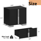 Modern End Table with Drawers, Elegant Nightstand with Metal Foot,Wood Bedside Table with Mirrored Metal Handles,Sofa Side End Table for Bedroom Living Room Office,Black - Grand Goldman Shop