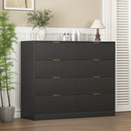 Modern 8 Drawers Dresser Chests for Bedroom,47.2' Wide Wood Chest of Drawers with Gold Metal Handle,Drawer Organizer for Bedroom,Living Room,Hallway and Entryway,Black - Grand Goldman Shop