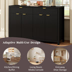 U_STYLE Modern 55.1'' Sideboard Buffet Cabinet with 2 Drawers & 4 Doors, Adjustable Shelves, Wave-Pattern Design, Aluminum Handles, Painted MDF, Scandinavian Storage for Dining Room, Living Room - Grand Goldman Shop