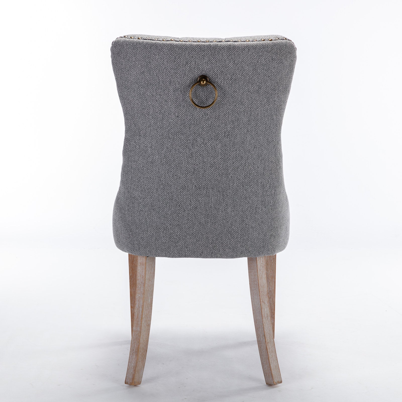 Nikki Collection Modern, High-end Tufted Solid Wood Contemporary Flax Upholstered Linen Dining Chair with Wood Legs Nailhead Trim 2-Pcs Set,Gray, SW6801GY - Grand Goldman Shop