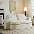 Modern Floor Sofa with 2 Pillows,Convertible Chenille Fabric Foam-Filled Sleeper Sofa Bed, no assembly required,Convertible Sofa Cushion Unfolds into Quilt,Folding Mattress for Living Room,Playroom - Grand Goldman Shop