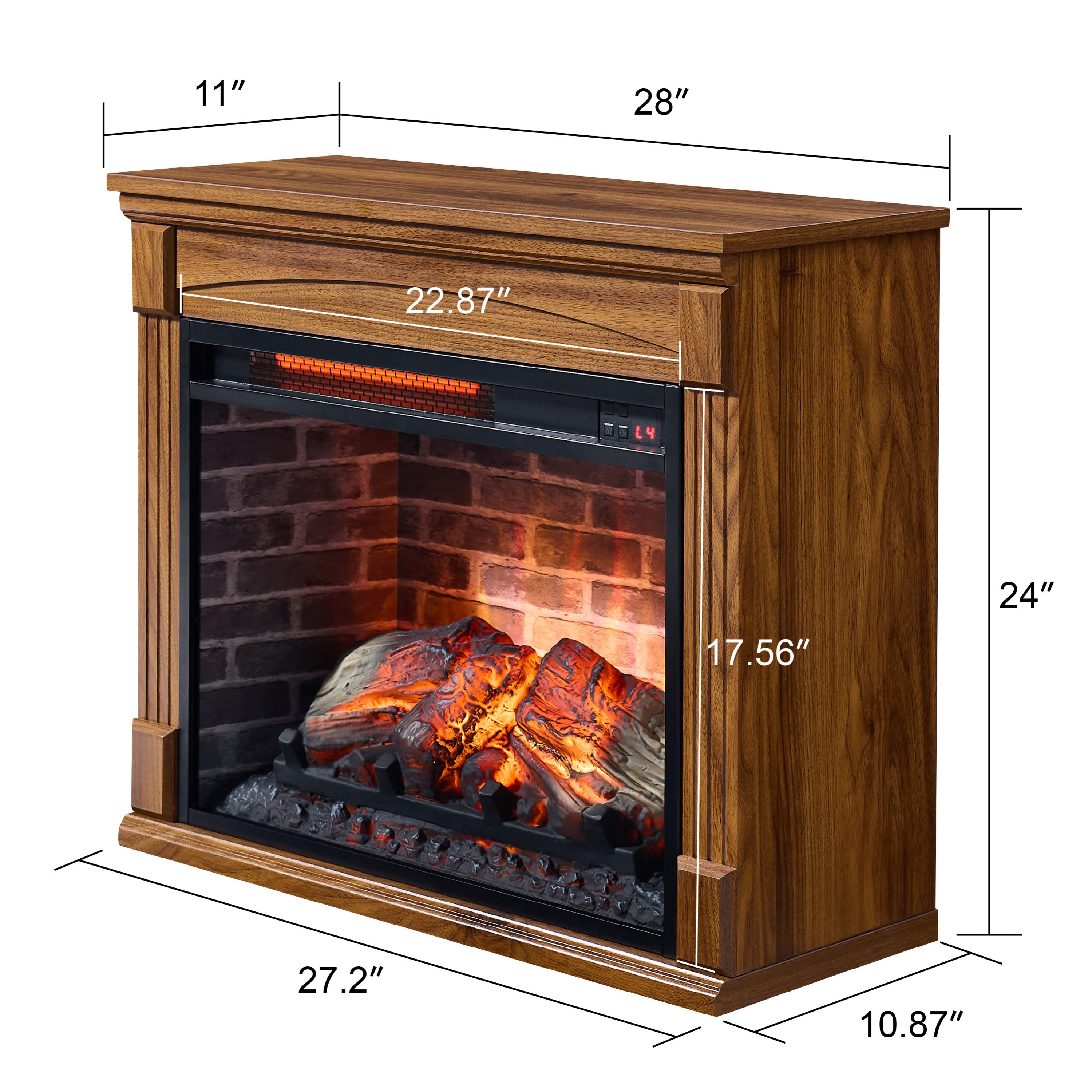 28 inch TV media entertainment center With electric fireplace - Grand Goldman Shop