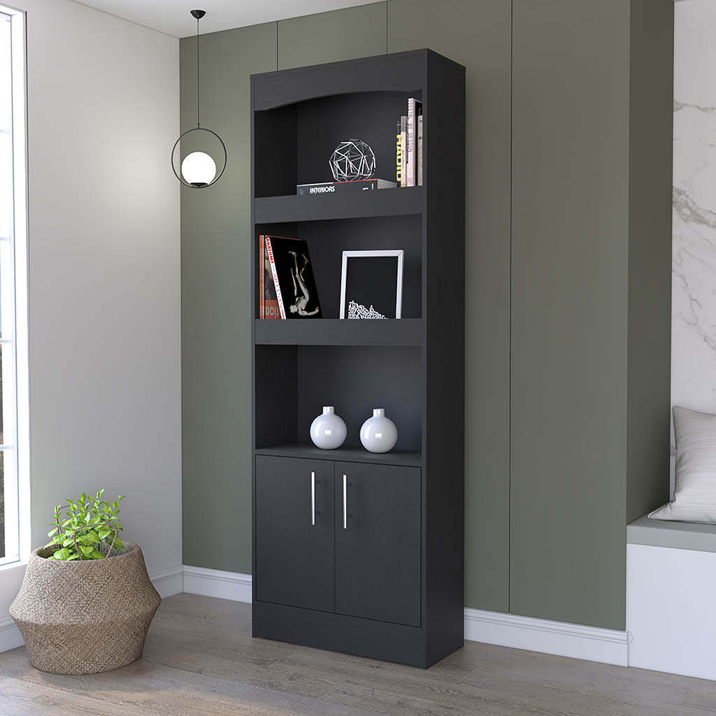 Durango Bookcase, Three Shelves, Double Door Cabinet | Premium Home Decor - Grand Goldman