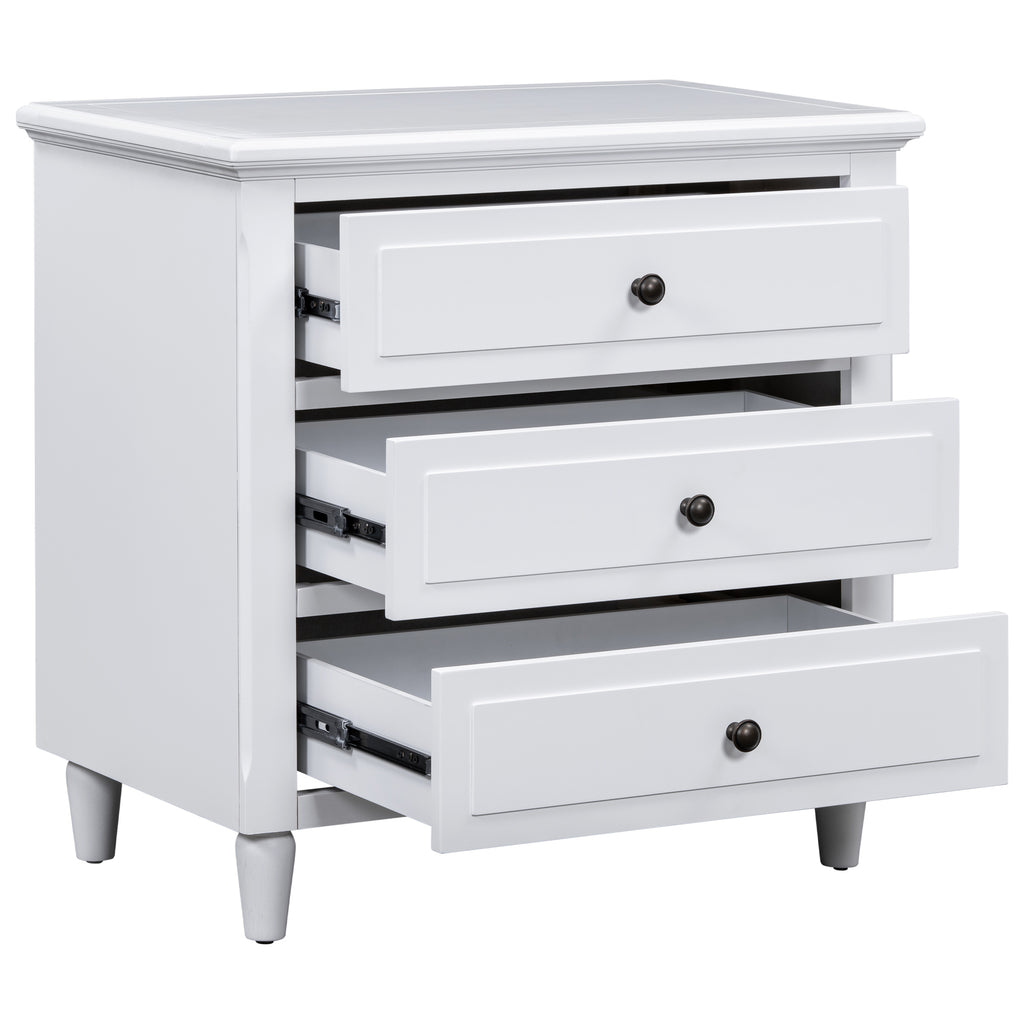 U_STYLE 28''painted Nightstand with 3 Drawers and Smooth Gliding Rails ,Simple Bedside Cabinet with Metal handle, Minimalist Sofa Side Table with rubber legs for Bedroom Sofa Couch Office - Grand Goldman Shop