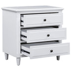 U_STYLE 28''painted Nightstand with 3 Drawers and Smooth Gliding Rails ,Simple Bedside Cabinet with Metal handle, Minimalist Sofa Side Table with rubber legs for Bedroom Sofa Couch Office - Grand Goldman Shop