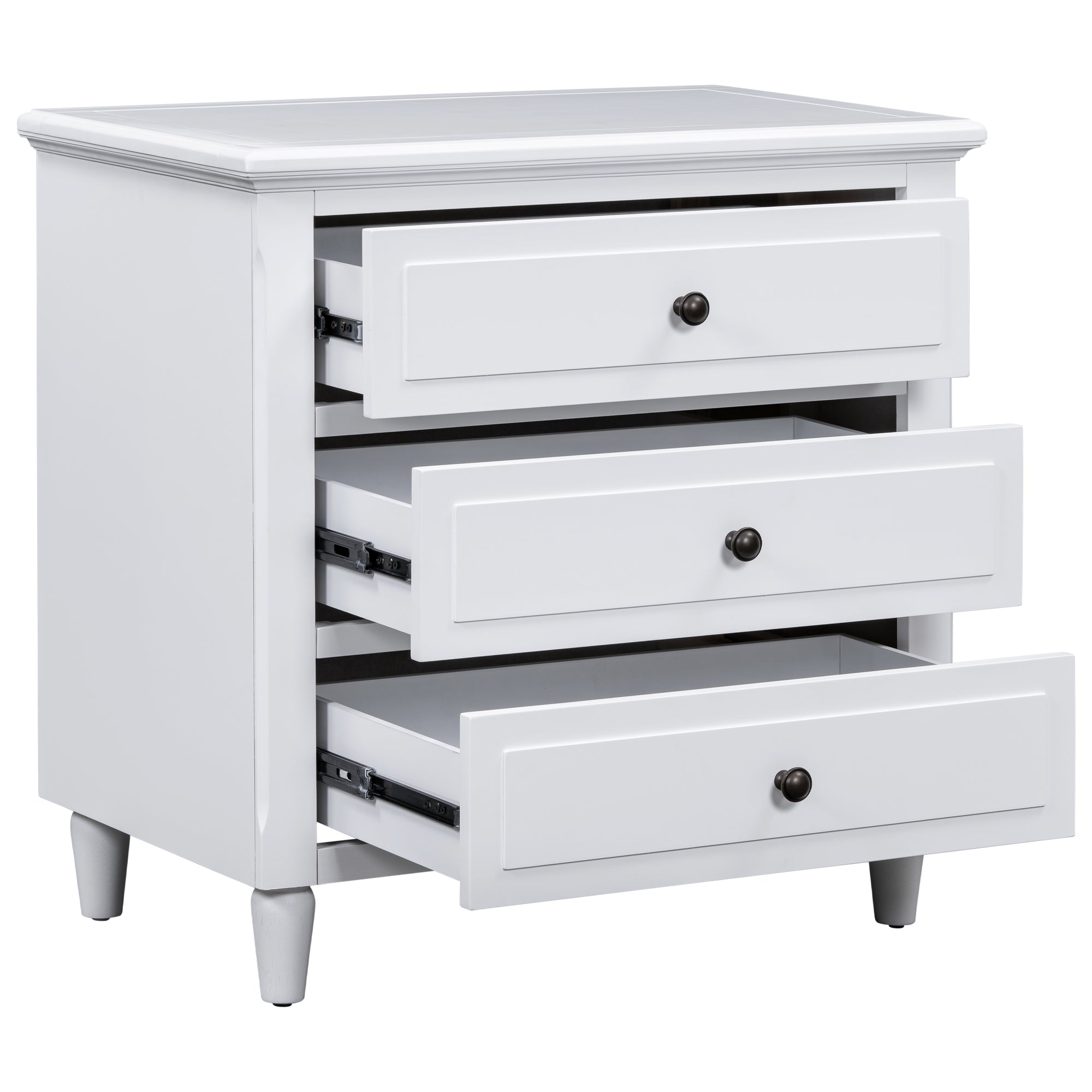 U_STYLE 28''painted Nightstand with 3 Drawers and Smooth Gliding Rails ,Simple Bedside Cabinet with Metal handle, Minimalist Sofa Side Table with rubber legs for Bedroom Sofa Couch Office - Grand Goldman Shop