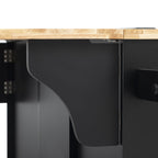 K&K 59.3' Kitchen Island with Storage 2 Pull Out Cabinet Organizers & Rubber Wood Drop Leaf, Rolling Kitchen Island with Trash Can Storage, Power Outlet, Spice & Towel Rack for Kitchen, Dining, Black - Grand Goldman Shop