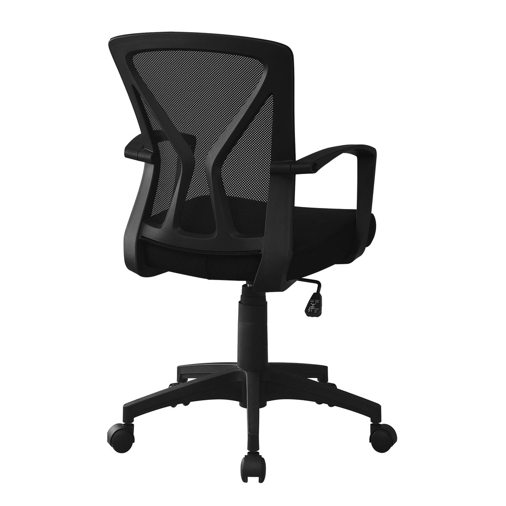 Contemporary Office Chair with Adjustable Height, Swivel, Ergonomic Design, Black Mesh Back, Black Metal Frame, Modern Work D