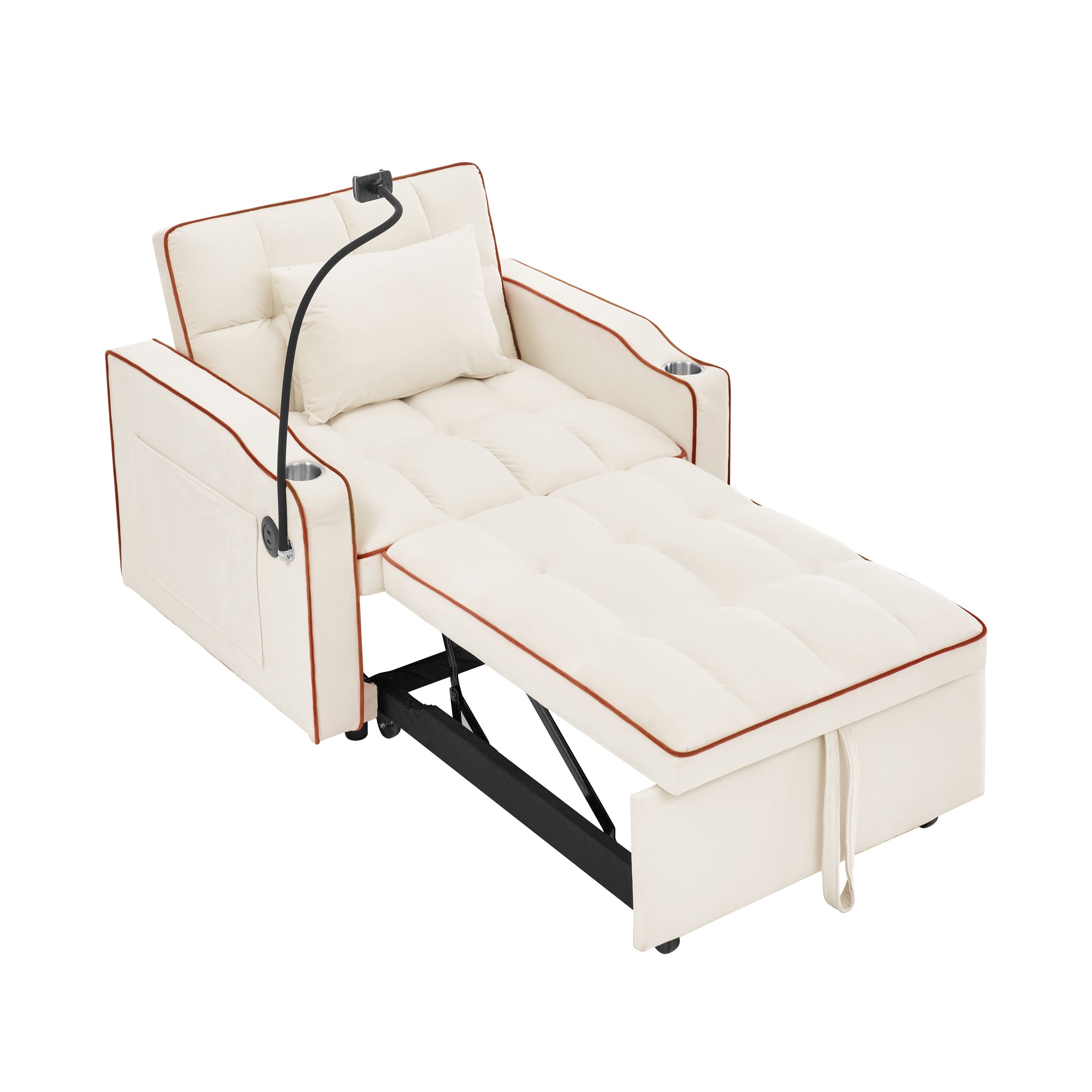 Convertible Sleeper Chair Sofa Bed Adjustable Pull Out Sleeper Chair Bed Multi-Pockets Folding Sofa Bed for Living Room Bedroom Small Space,3-in-1 Sofa Bed - Grand Goldman Shop