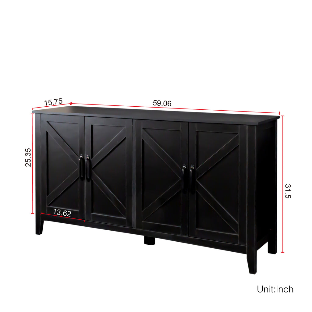 Cabinet with 4 Doors and 4 open shelgves,Freestanding Sideboard Storage Cabinet Entryway Floor Cabinet for Living Room Office Bedroom - Grand Goldman Shop