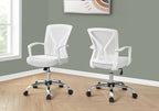 Office Chair, Adjustable Height, Swivel, Ergonomic, Armrests, Computer Desk, Work, White Mesh, Chrome Metal, Contemporary, Mo