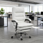 Microfibre Massage Office Chair, Heated Reclining Chair with Footrest,  Cream White | Premium Home Decor - Grand Goldman