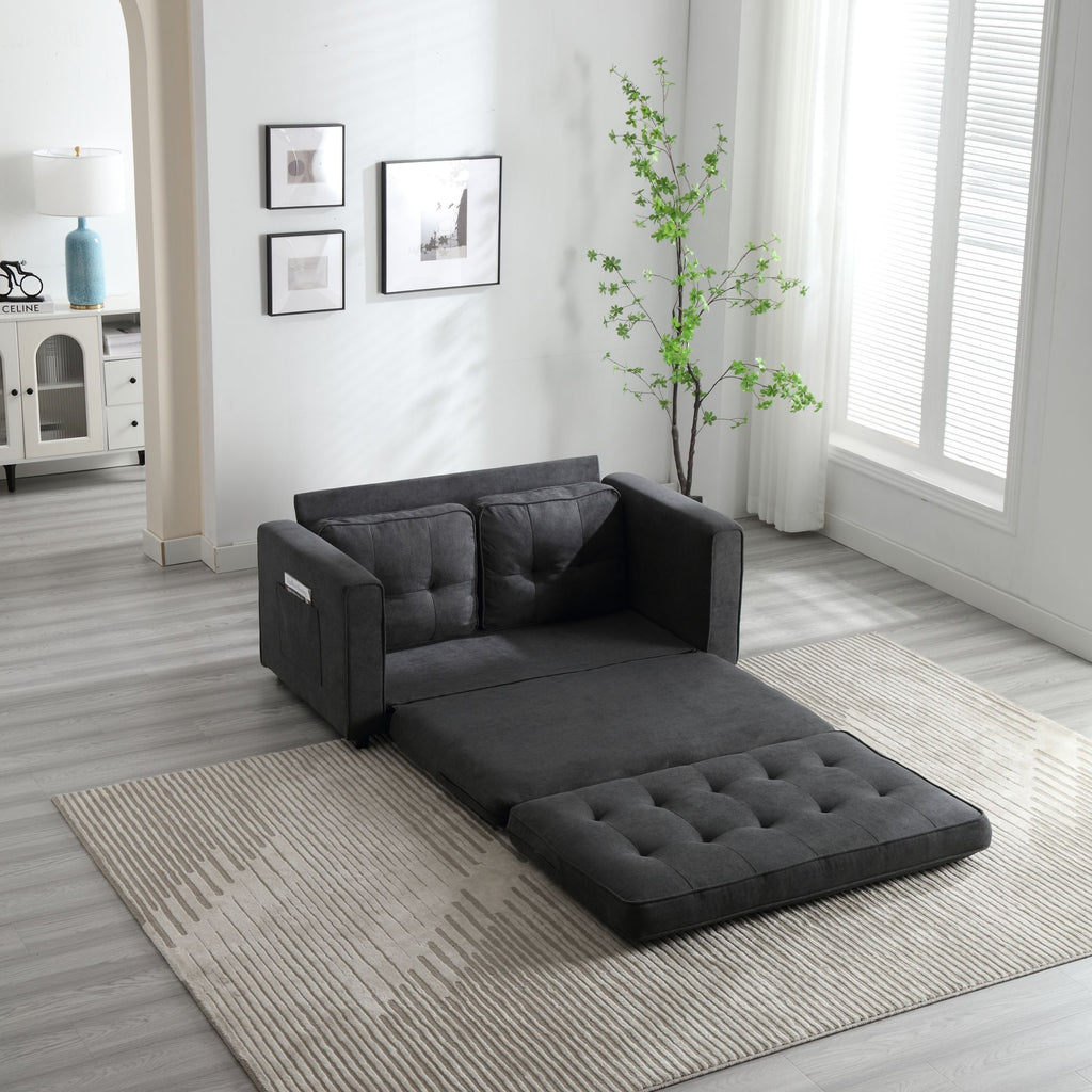 3 Fold Sofa,Convertible Futon Couch sleeper sofabed,Space saving loveseat,Pull Out Couch Bed for Living Room,Dark Gray & Light Gray & Beige,Velvet linen fabric - Grand Goldman Shop