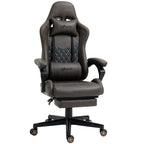Vinsetto Racing Gaming Chair Diamond PU Leather Office Gamer Chair High Back Swivel Recliner with Footrest, Lumbar Support, A