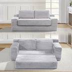 Corduroy Cloud Double Sofa, 2-in-1 Convertible Sofa Bed, Comfortable Boneless Double Sofa, Suitable for Living Room, Apartment, Small Space Grey - Grand Goldman Shop