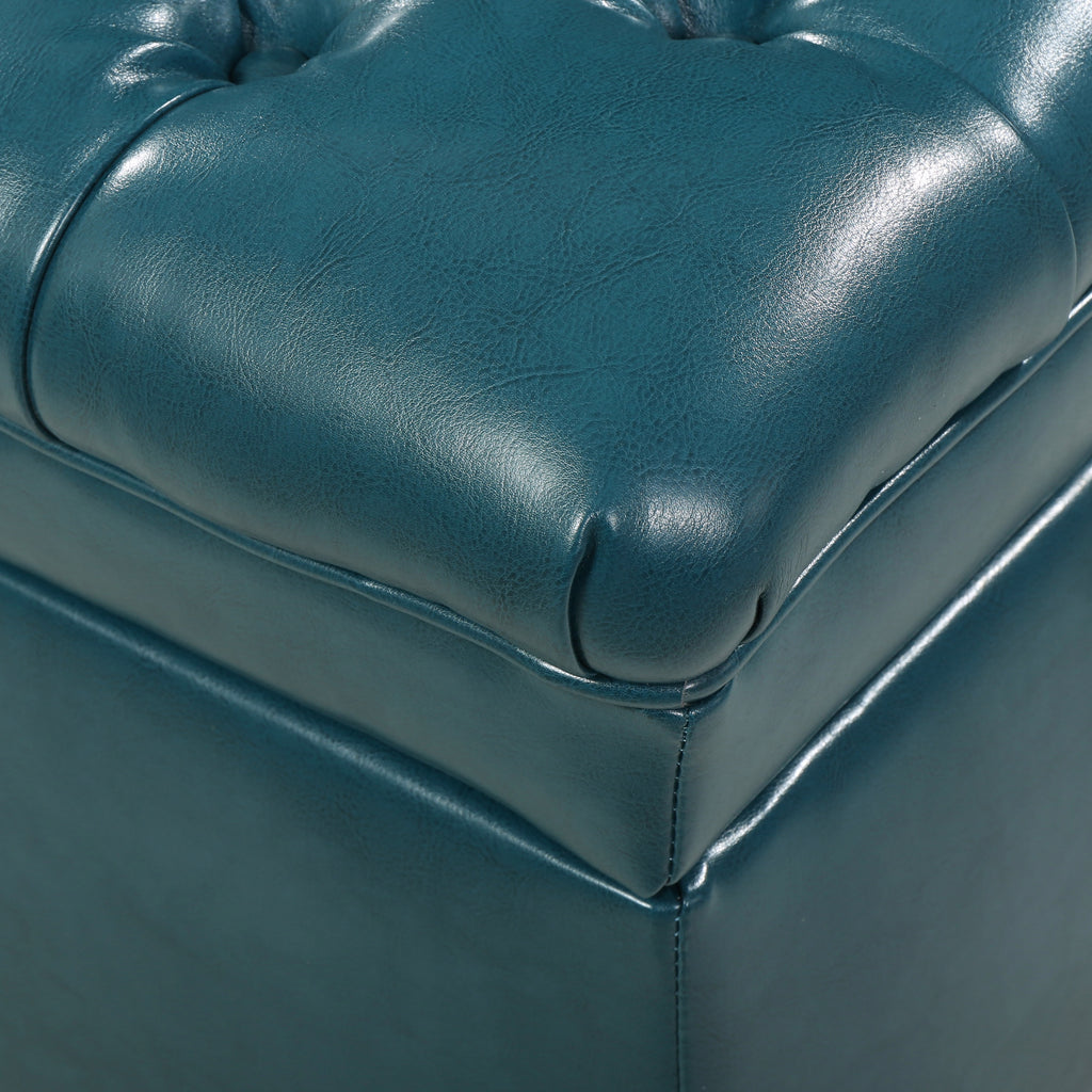 JULIANA Teal PU Storage Ottoman with Spacious Interior - Grand Goldman Shop
