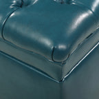 JULIANA Teal PU Storage Ottoman with Spacious Interior - Grand Goldman Shop