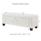 48' Ottoman Bench with Storage, Bench for Bedroom,Living Room,Hallway, Upholstered Tufted Faux Leather PU Ottoman Ivory White - Grand Goldman Shop