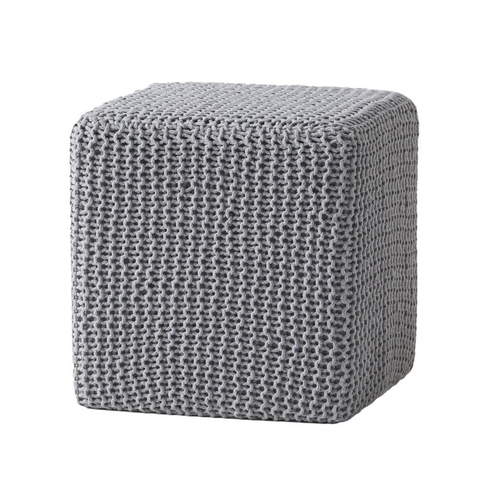 Chabani Indoor Modern Knitted Fabric Cube Pouf Ottoman - Grand Goldman Shop
