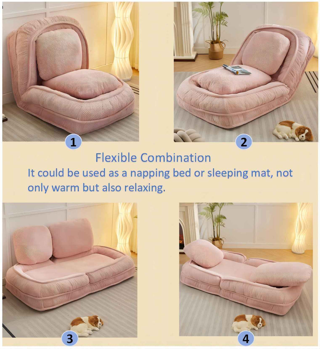 [VIDEO provided] Human Dog Bed ,Lazy Sofa Couch ,5 Adjustable Position,sit,sleep,fold,suit to put in bedroom, living room ,Space Saving Design ,Pink - Grand Goldman Shop