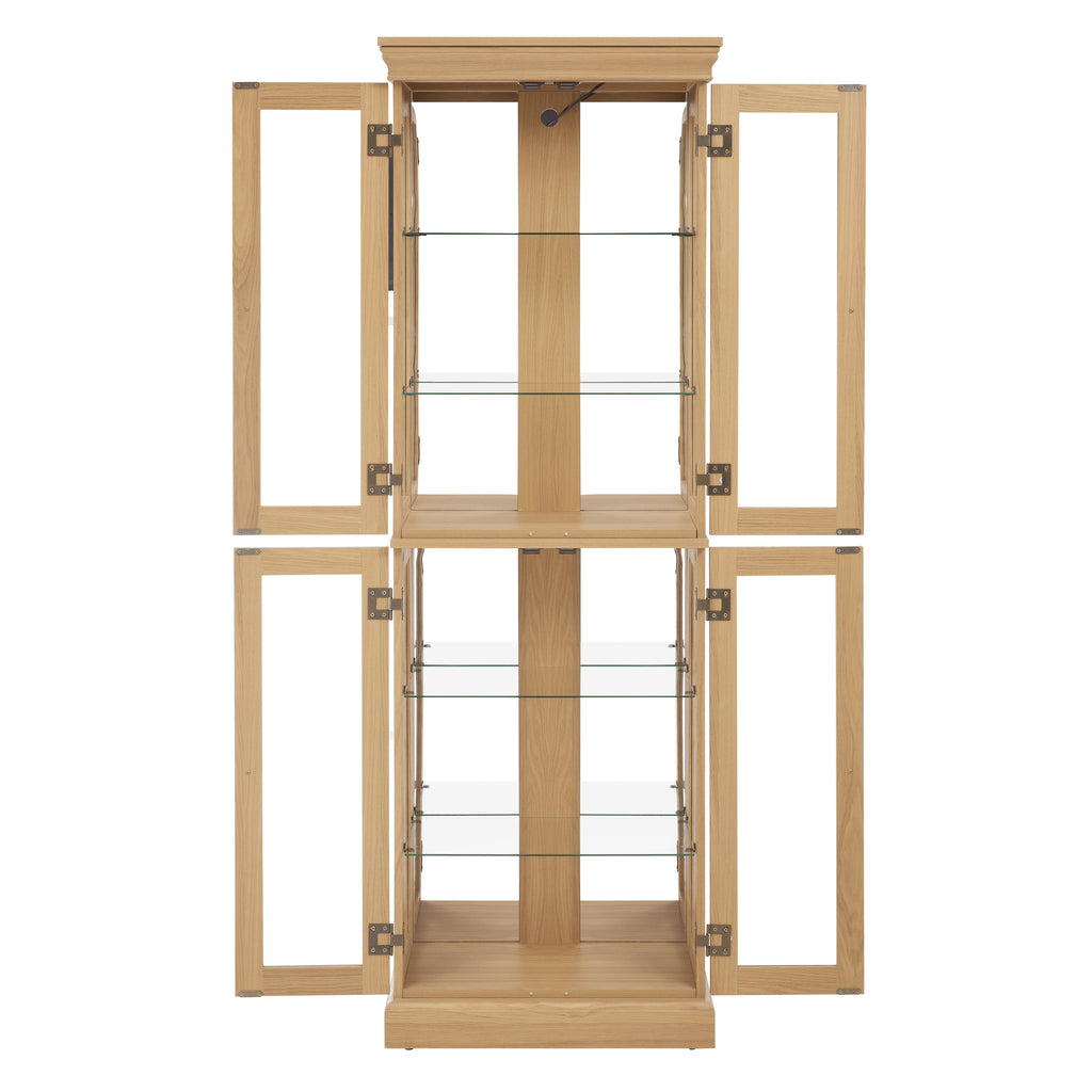 Lighted Glass Curio Display Cabinet,Display Cabinet,Glass Storage Cabinet Glass Wine cabinet Wood Frame Toy Display for Living Room, Kitchen, Pantry light bulb included Light oak - Grand Goldman Shop