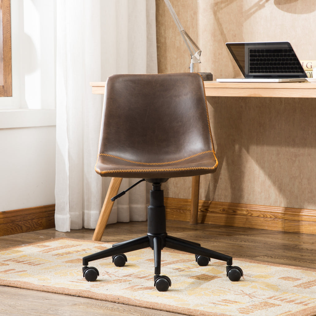 Cesena Faux Leather 360 Swivel Air Lift Office Chair, Antique Brown - Grand Goldman