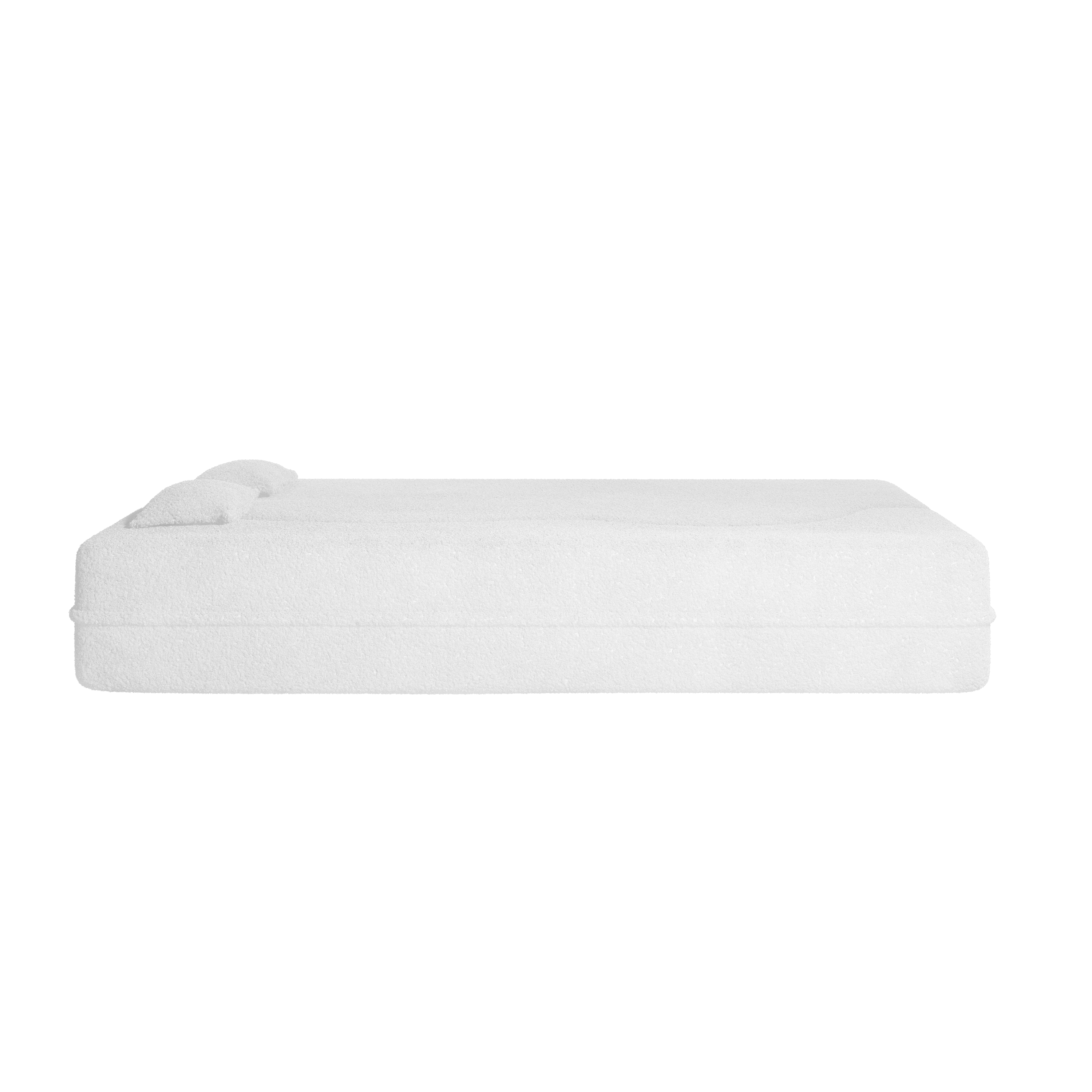 Modern Floor Sofa with 2 Pillows,Convertible Teddy Fabric Foam Filled Sleeper Sofa Bed,15 ' Full Size Folding Mattress for Living Room,Guest Bed,Playroom,no assembly required,Beige - Grand Goldman Shop