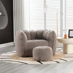 Soft Chenille Bean Bag Chair with High Resilient Foam for Living Room and Bedroom, Comfortable Square Lazy Sofa with Footstool for Adults - Grand Goldman Shop