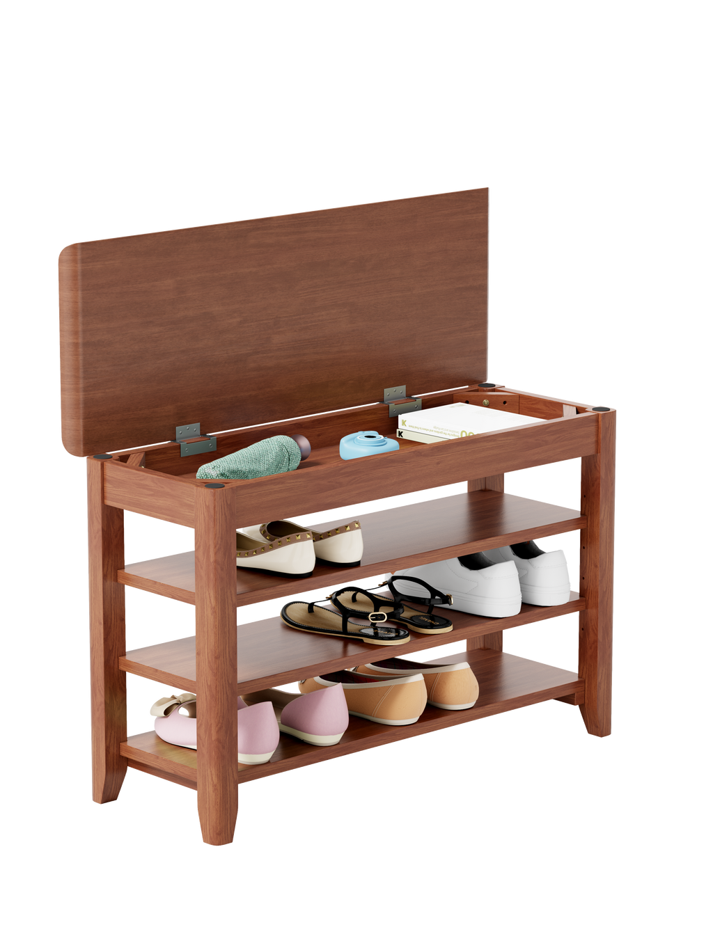 Adjustable shoe-changing bench, storage bench, hidden storage. With a load-bearing capacity of up to 550 pounds, suitable for bedrooms and corridors. 100% solid wood. - Grand Goldman Shop