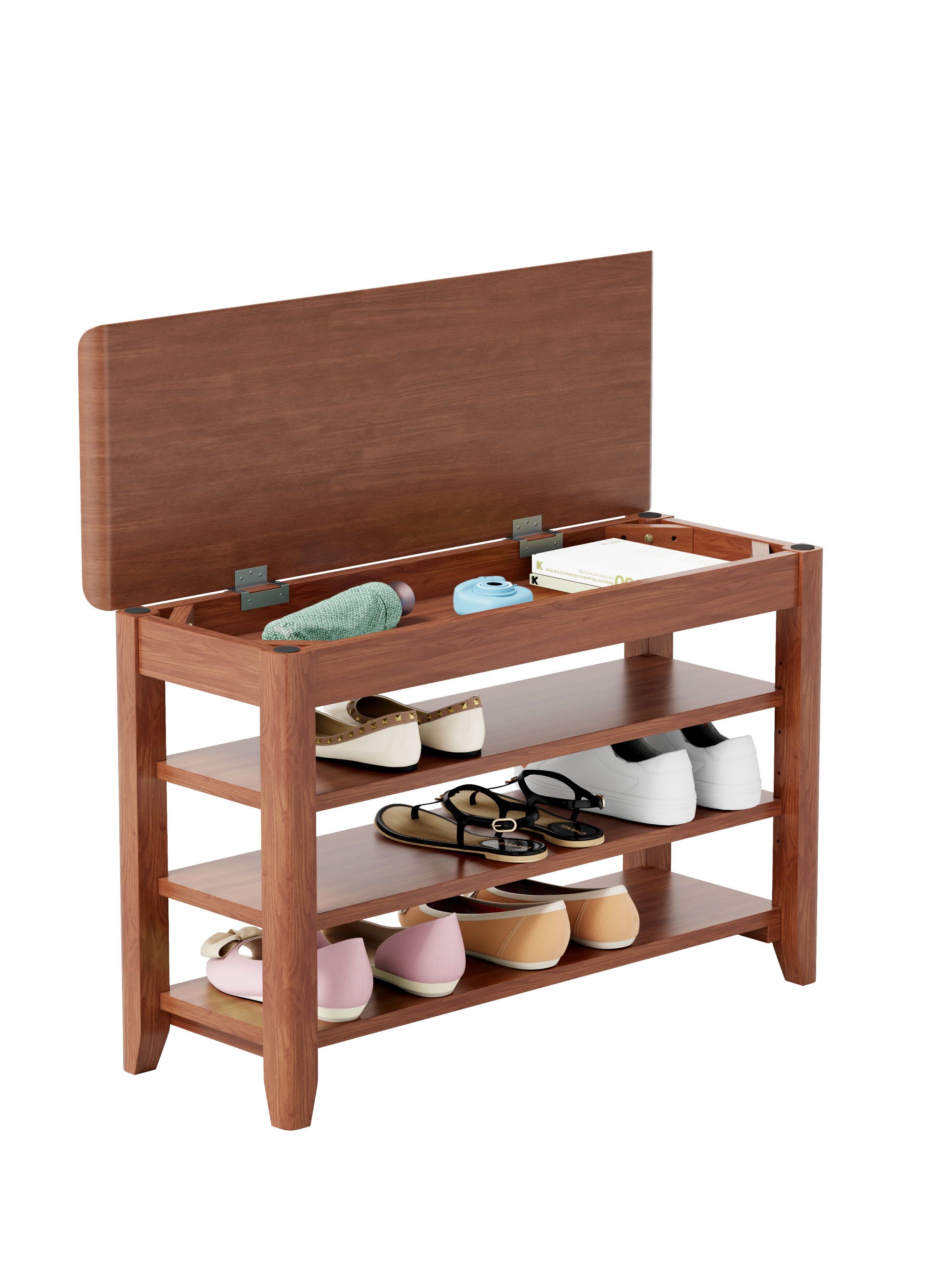 Adjustable shoe-changing bench, storage bench, hidden storage. With a load-bearing capacity of up to 550 pounds, suitable for bedrooms and corridors. 100% solid wood. - Grand Goldman Shop