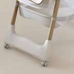 Adjustable Baby High Chair 0-6 Years – Portable Infant Feeding Seat with Safety Belt, Silent Lockable Wheels, White - Grand Goldman Shop