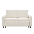 Convertible Sofa Bed 62.75' Loveseat with Adjustable Backrest and USB Ports in Beige Chenille Fabric - Grand Goldman Shop