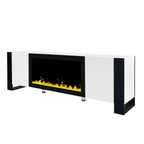 ON-TREND Modern TV Stand with 34.2' Non-heating Electric Fireplace, High Gloss Entertainment Center with 2 Cabinets, Media Console for TVs up to 78', White - Grand Goldman Shop
