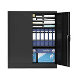 Metal Storage Cabinet with 2 Doors and 2 Shelves, Lockable Steel Storage Cabinet for Office, Garage, Warehouse - Grand Goldma