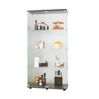 Two-door Glass Display Cabinet 4 Shelves with Door, Floor Standing Curio Bookshelf for Living Room Bedroom Office,  64.7'*31.