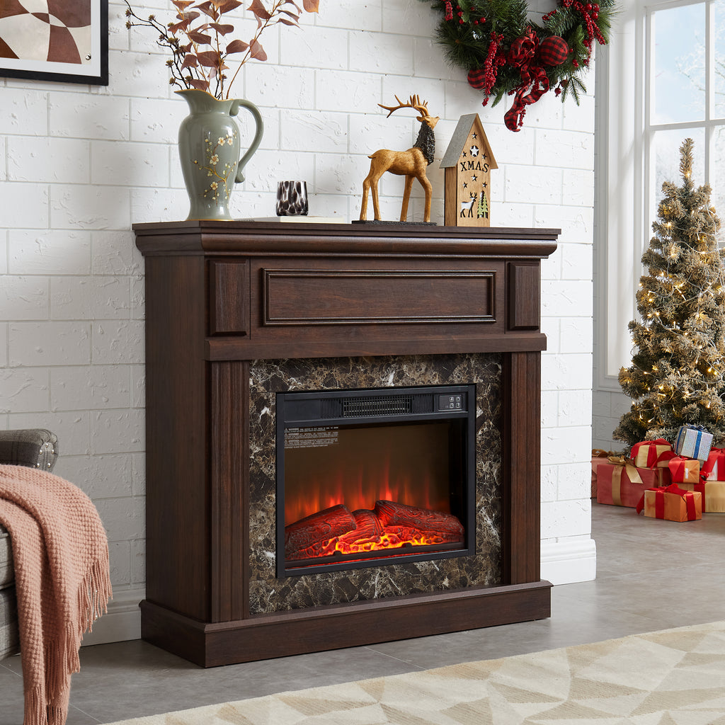 Electric Fireplace with Mantel,fireplace mantel surround with 23' Fireplace Insert, Adjustable Flame, Remote Control, Cherry,41.34'W*14'D*40'H - Grand Goldman Shop