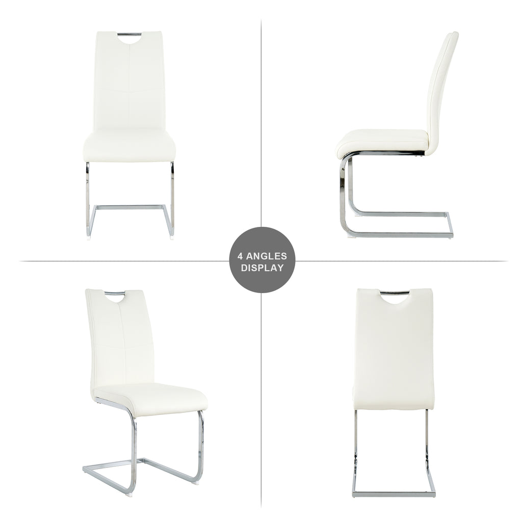 Modern Dining Chairs with Faux Leather Padded Seat Dining Living Room Chairs Upholstered Chair with Chrome Metal Legs Design for Kitchen, Living, Bedroom, Dining Room Side Chairs Set of 4 - Grand Goldman Shop