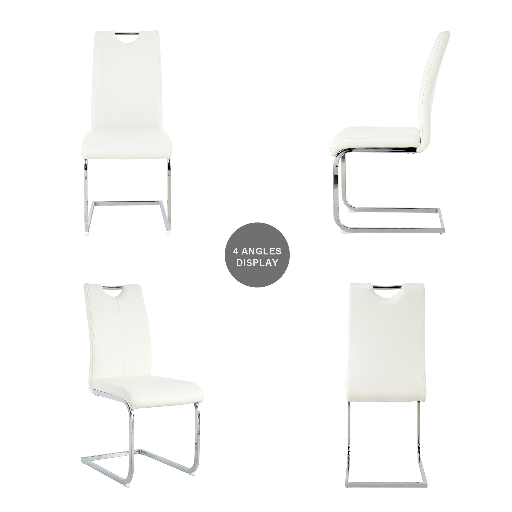 Modern Dining Chairs with Faux Leather Padded Seat Dining Living Room Chairs Upholstered Chair with Chrome Metal Legs Design for Kitchen, Living, Bedroom, Dining Room Side Chairs Set of 4 - Grand Goldman Shop