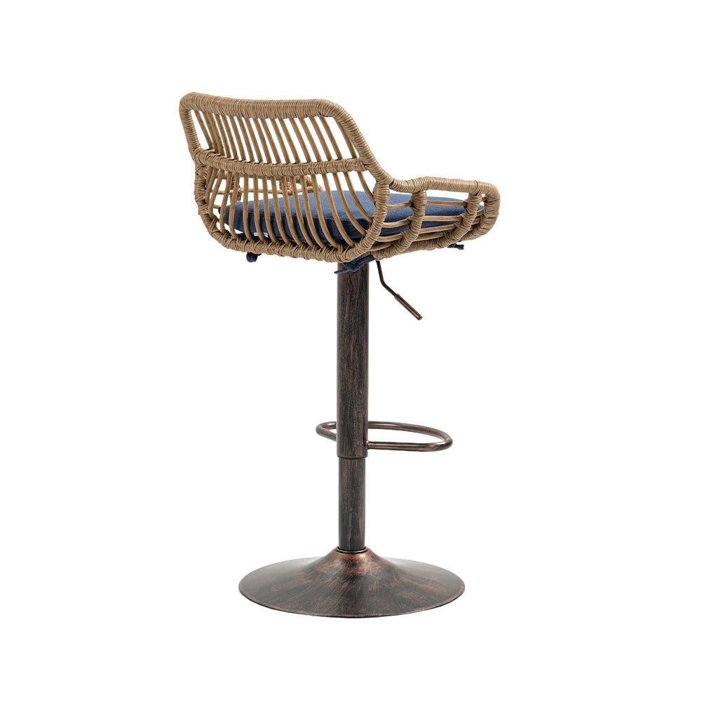 COOLMORE Modern Swivel Bar Stools Set of 2 Adjustable Counter Height Chairs with Footrest Blue Linen - Grand Goldman Shop