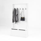 Entryway Bench with Standing Coat Rack, Hall Tree with Shoe Storage Bench, Entryway Organizer with 5 Hooks, White - Grand Goldman Shop