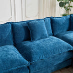 Cloud Sofa two Seats (the cushion on the armrest not included), Modern Sectional Couch, for Apartment, Comfy Double Layer Upholstered Seat Cushion, Breathable Chenille Fabric, Blue,SW504ABL - Grand Goldman Shop