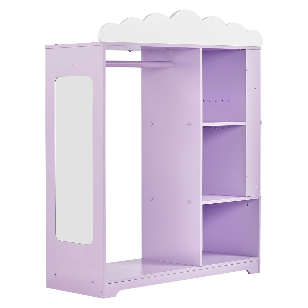 Kids Dress Up Storage, with Jewelry Cabinet, Dress Up Closet with Mirror and Shelves, Princess Costumes Wardrobe Closet, Todd