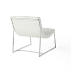WILMOUTH ROLL OCCASIONAL CHAIR in White Leather with Chrome-Finished Steel Legs, Modern & Contemporary Style - Grand Goldman Shop