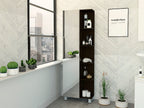 Urano Mirror Linen Cabinet, Four Interior  Shelves, Five External Shelves -Black - Grand Goldman