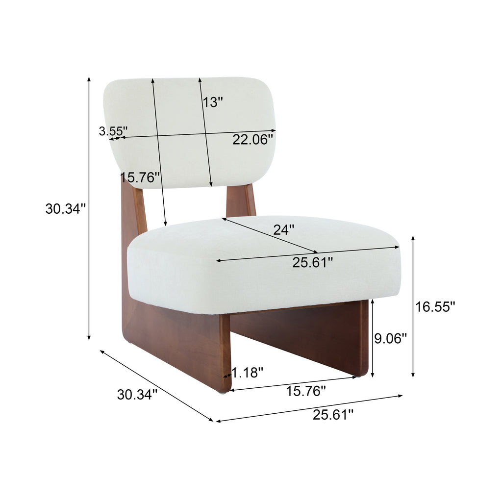 [Set of 2] Modern Beige Lounge Chair with Polyester Upholstery, Sturdy Wood Base With Walnut Finish, Minimalist and Stylish Accent Seating for Living Room, Bedroom, or Office - Grand Goldman Shop